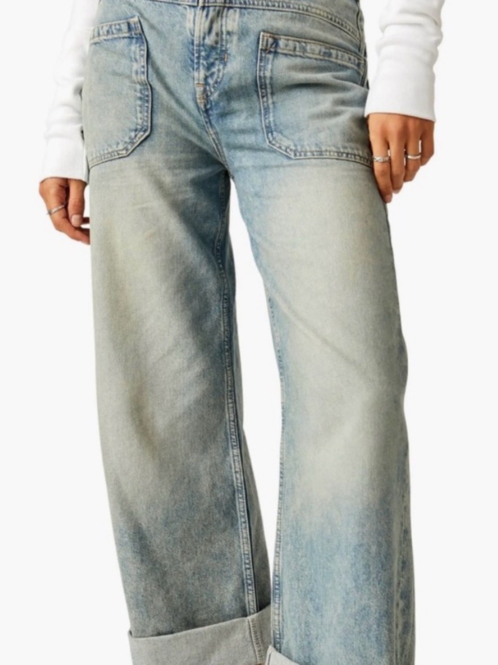 Free People Light Blue Wide-Leg Flare Jeans